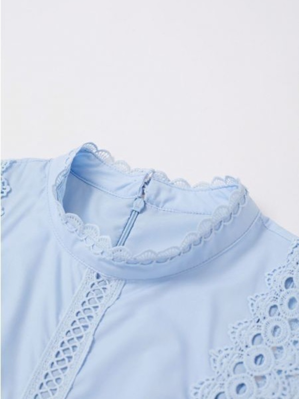 Chicwish DIVE INTO ELEGANCE LACE PANELLED SLEEVELESS DRESS IN BABY BLUE - Picture 8 of 9